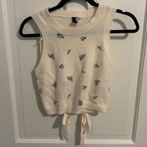 H&M Floral Knit Tie Tank Top